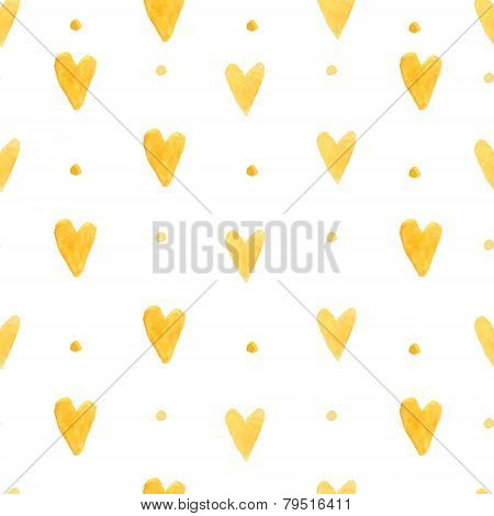 Watercolor hearts background. Seamless pattern with hand painted hearts. Vector backdrop for Valenti