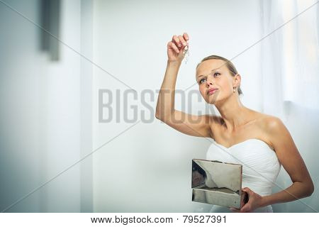 Beautiful bride getting ready for her wedding day