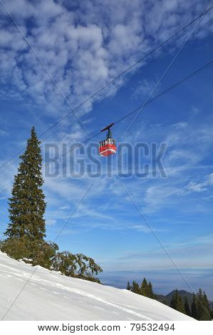 Cable Car In Winter, Brasov, Romania