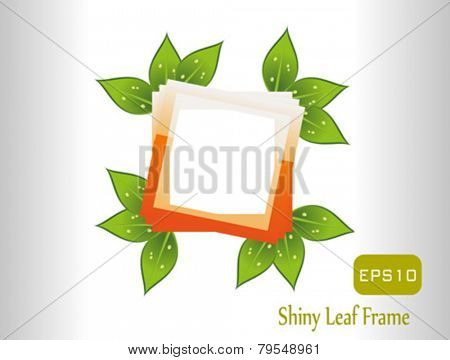 Shiny leaf frame, green colored. Fully vector. Enjoy!