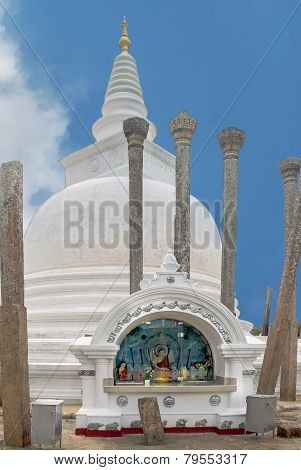 Anuradhapura - circa December 2014: Ancient white stupa Thuparamaya Dagobain in  Sri Lanka