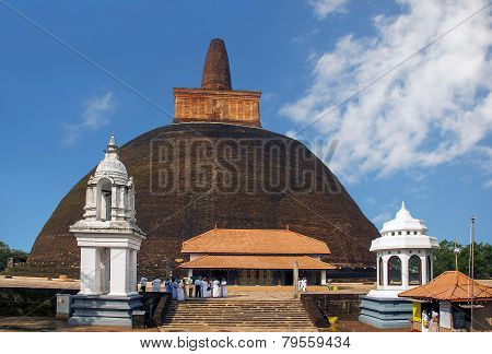 Big brick stupa Abhayagiri Dagoba in Anuradhapura, Sri Lanka