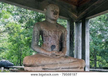 Ancient 4th Century AD statue of the Samadhi Buddha in Anuradhapura Sri Lanka