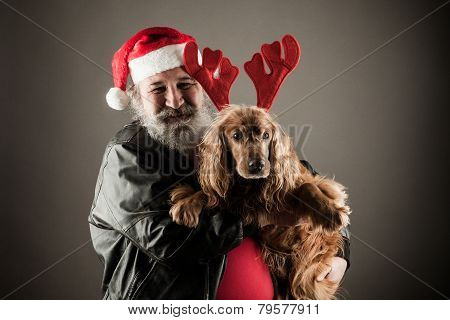 Santa Claus  With His Dog