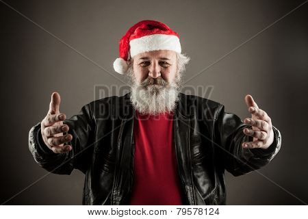 Funny Mature Man Dressed As Santa