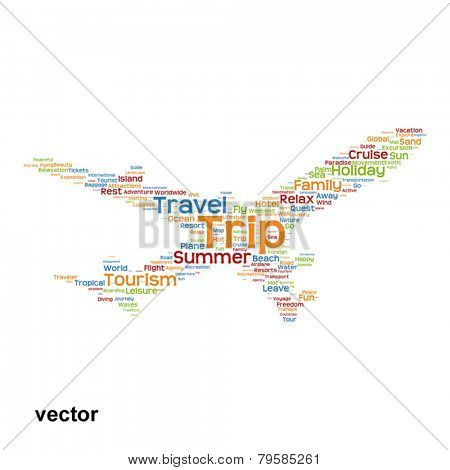 Vector concept or conceptual abstract travel or tourism word clo