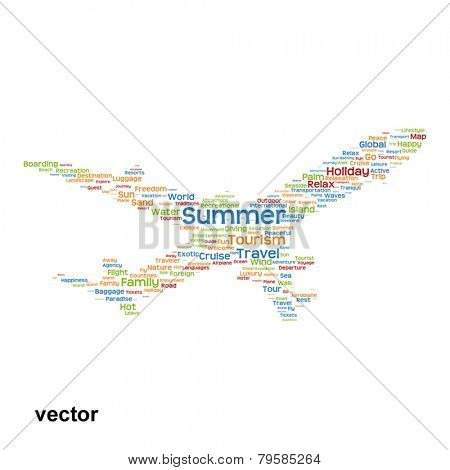 Vector concept or conceptual abstract travel or tourism word clo