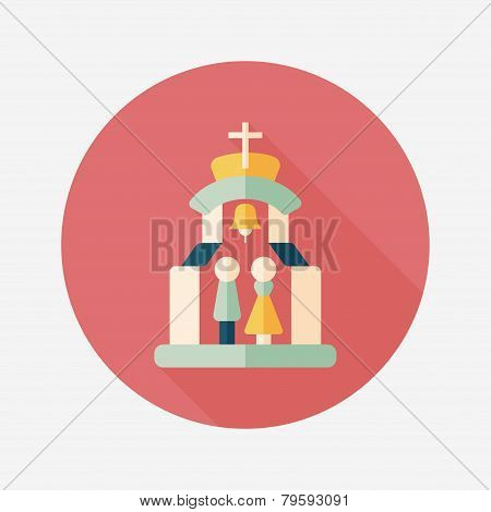 Wedding Ceremony In Chruch Flat Icon With Long Shadow,eps10