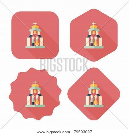 Wedding Ceremony In Chruch Flat Icon With Long Shadow,eps10