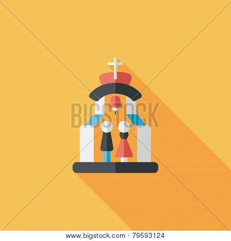 Wedding Ceremony In Chruch Flat Icon With Long Shadow,eps10