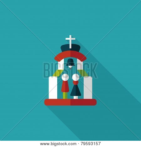 Wedding Ceremony In Chruch Flat Icon With Long Shadow,eps10