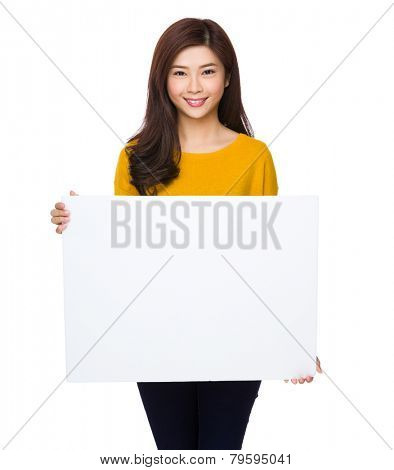 Woman hold with palcard