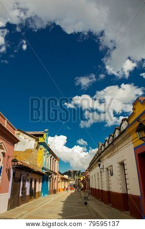 Street At San Christobal De Las Casas With Clouds