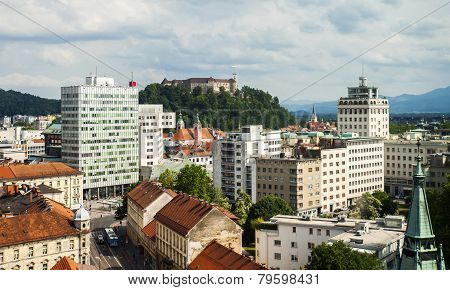 Panorama of Ljubljana with castle, Slovenia