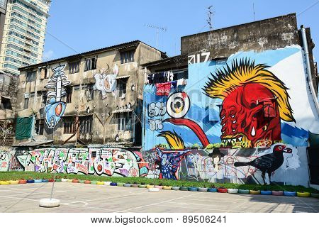 Giant Graffiti On Abandoned Building