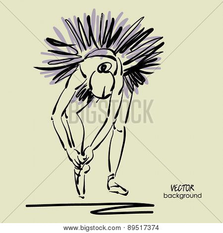 art sketch of tying up pointe shoes beautiful young ballerina in tutu