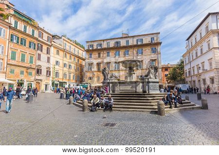The Basilica Of Our Lady Of Trastevere In Rome, Italy