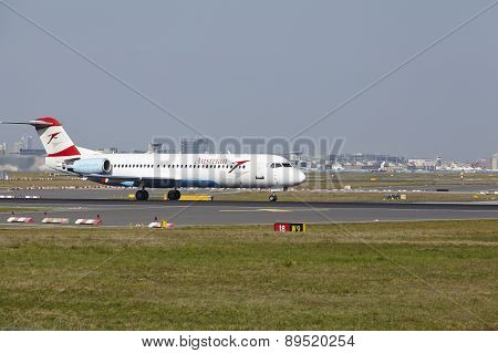 Frankfurt Airport - Fokker 100 Of Austrian Airlines Takes Off