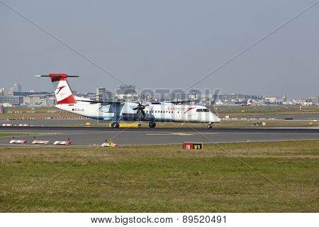 Frankfurt Airport - Bombardier Dash 8 Of Austrian Airlines Takes Off