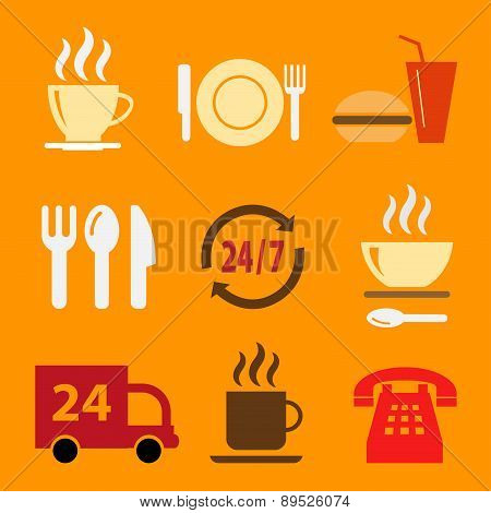 Set of vector icons with food