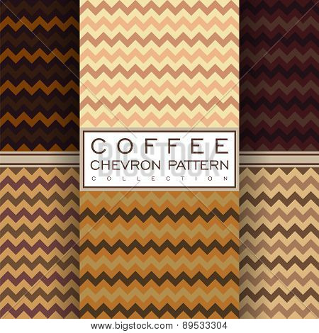 Coffee Chevron Seamless Pattern Collection