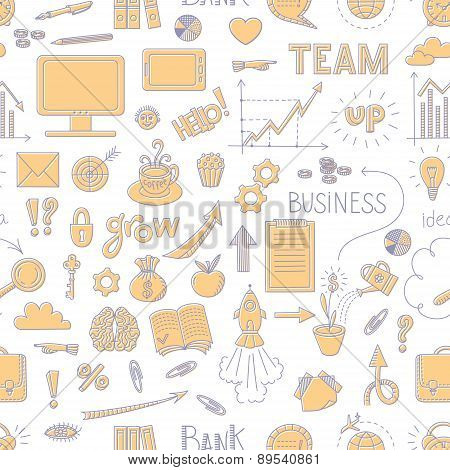 Seamless Business Doodle Pattern