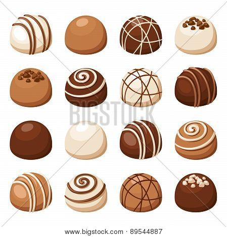 Set of chocolate candies. Vector illustration.