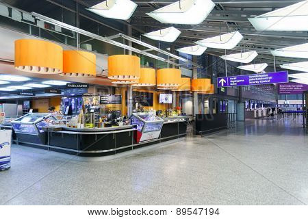 HELSINKI - SEP 21: Helsinki Airport interior on September 21, 2014 in Helsinki, Finland. Helsinki Airport is the main international airport of the Helsinki metropolitan region and the whole of Finland