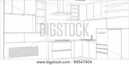 vector design process in wire-frame Illustration created of 3d