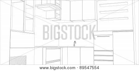vector design process in wire-frame Illustration created of 3d