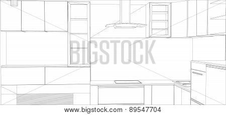 vector design process in wire-frame Illustration created of 3d