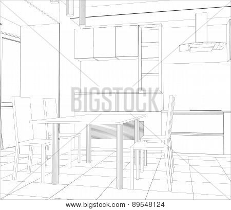 vector design process in wire-frame Illustration created of 3d