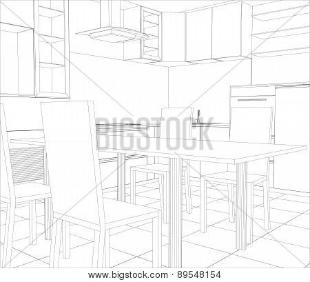 vector design process in wire-frame Illustration created of 3d