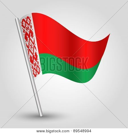 Vector Waving Simple Triangle Byelorussian  Flag On Pole - National Symbol Of Belarus
