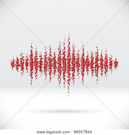 Sound waveform made of scattered balls