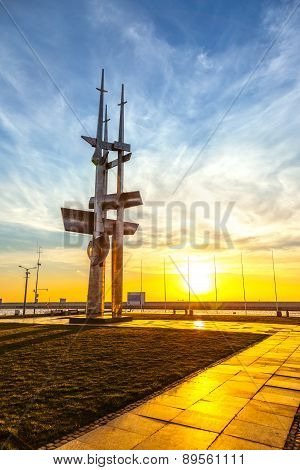 Monument Three Masts At Sunrise