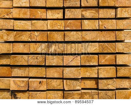 wooden beams arranged in layers