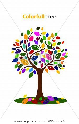 illustration colorfull tree colorfull leaf blue red