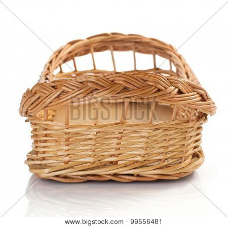 wicker basket isolated on white background
