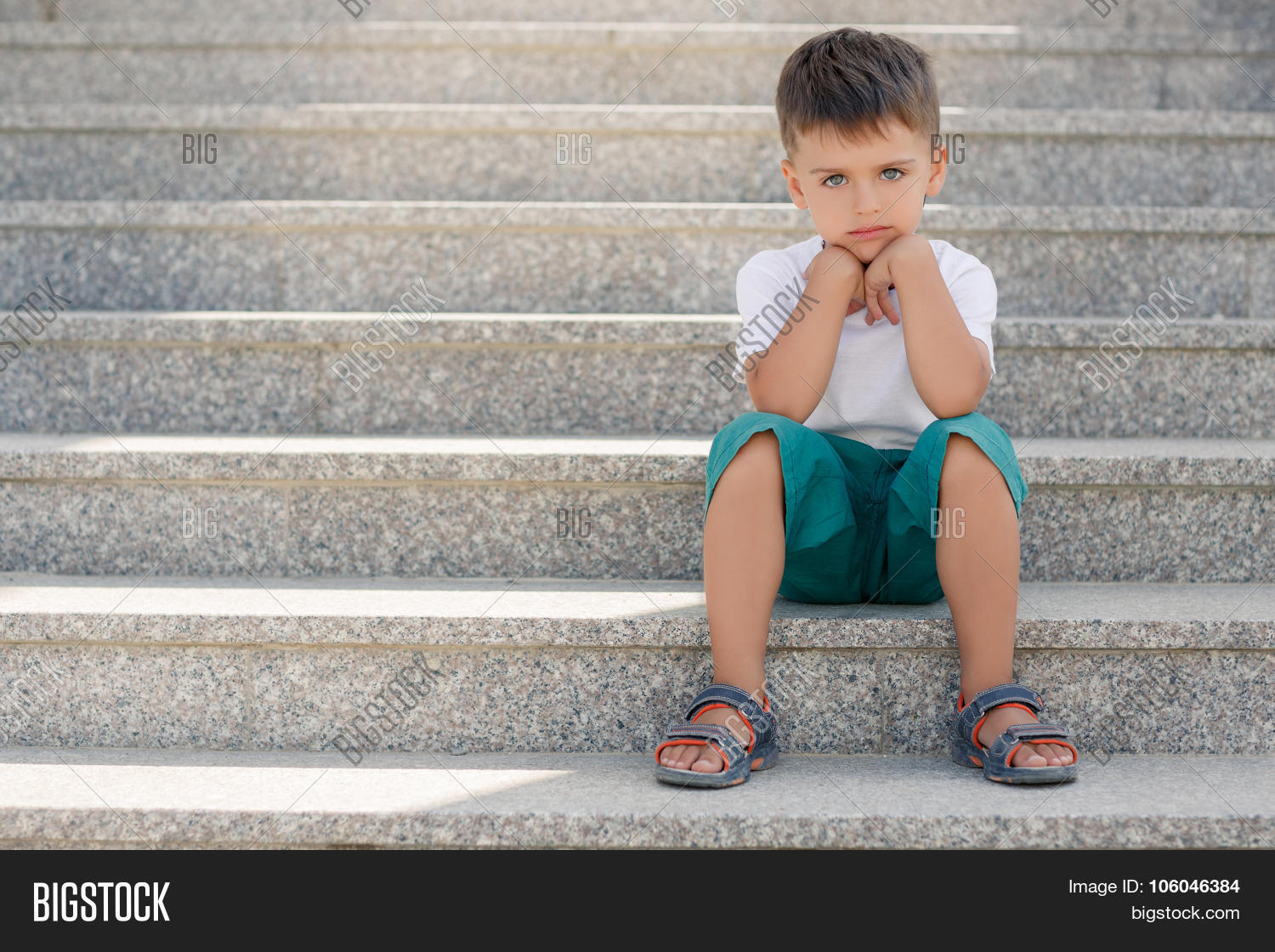 Boy Sitting On Stairs Image & Photo (Free Trial) Bigstock