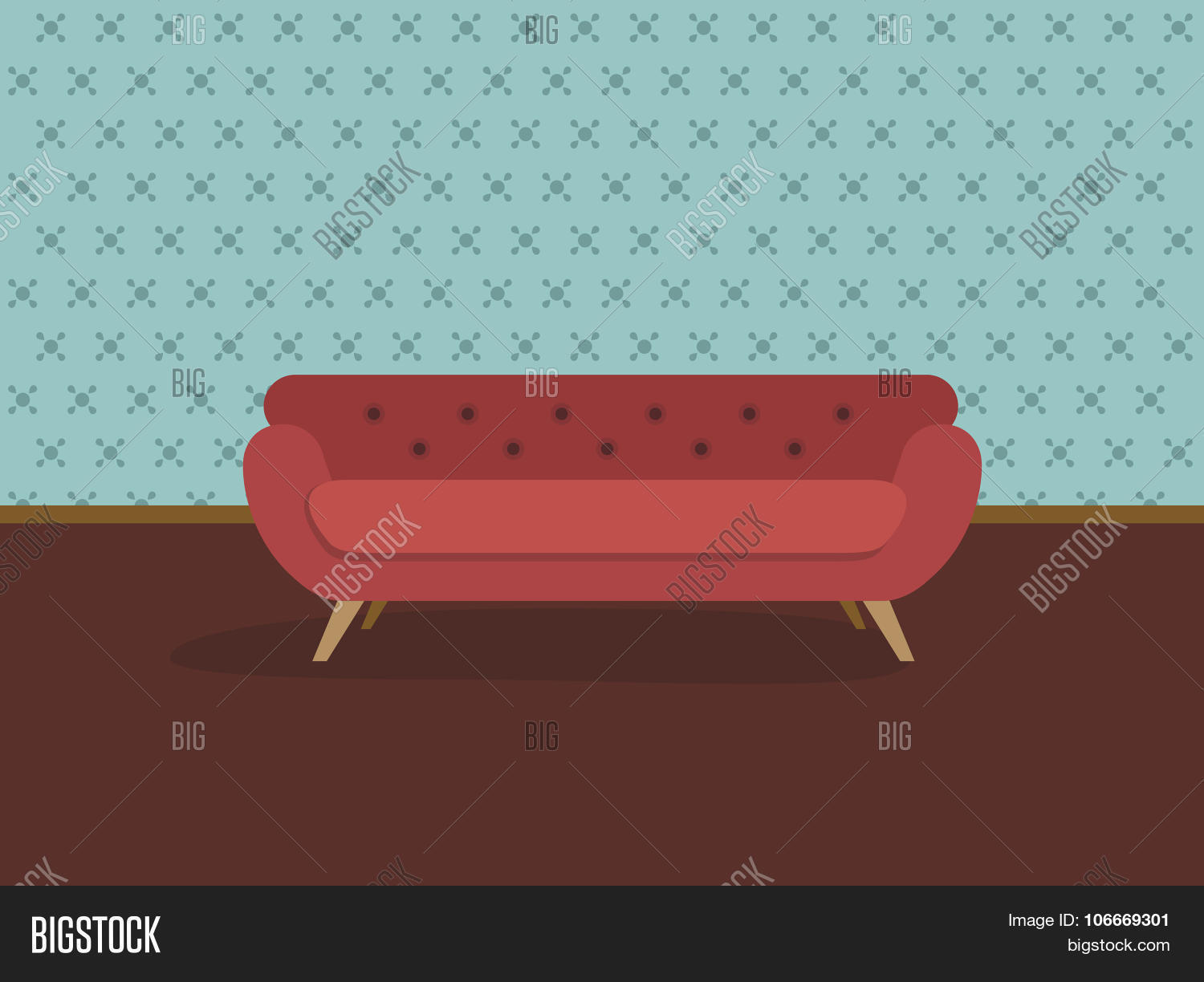 Retro Red Sofa Wall Vector Photo Free Trial Bigstock