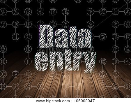 Data concept: Data Entry in grunge dark room