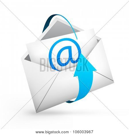 Realistic illustration an envelope. A vector white envelope whit arrow