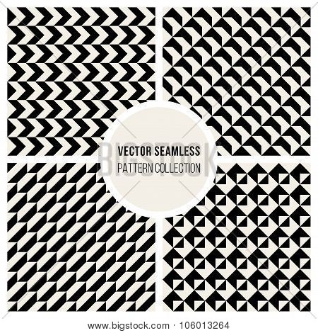 Vector Seamless Black And White Geometric Pattern Collection