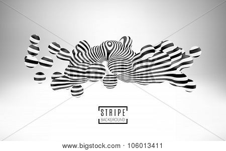Metaball element with striped texture. Optical Illusion style art.