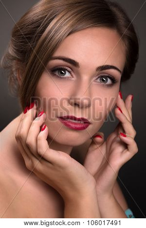 Sexy beautiful woman isolated on grey