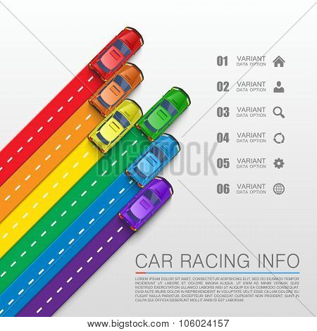 Car racing info art cover