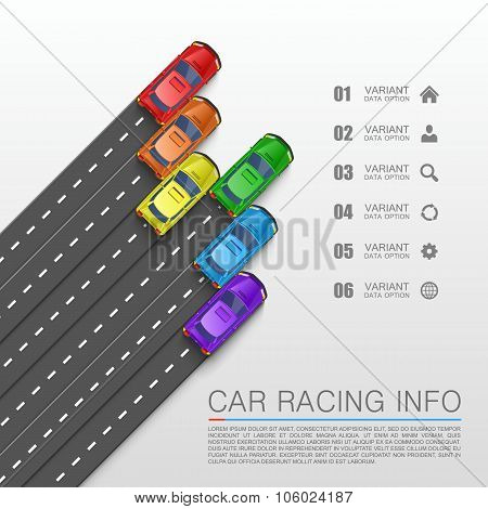 Car racing info art cover