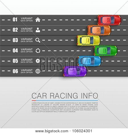 Car racing info art cover