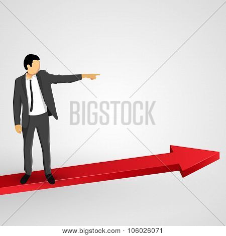 Businessman points to the growing chart